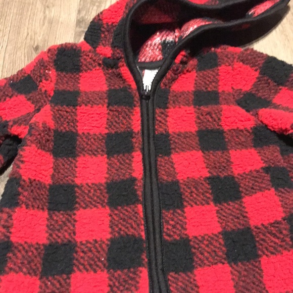 NWT Carters buffalo plaid fleece zip up - Picture 2 of 3